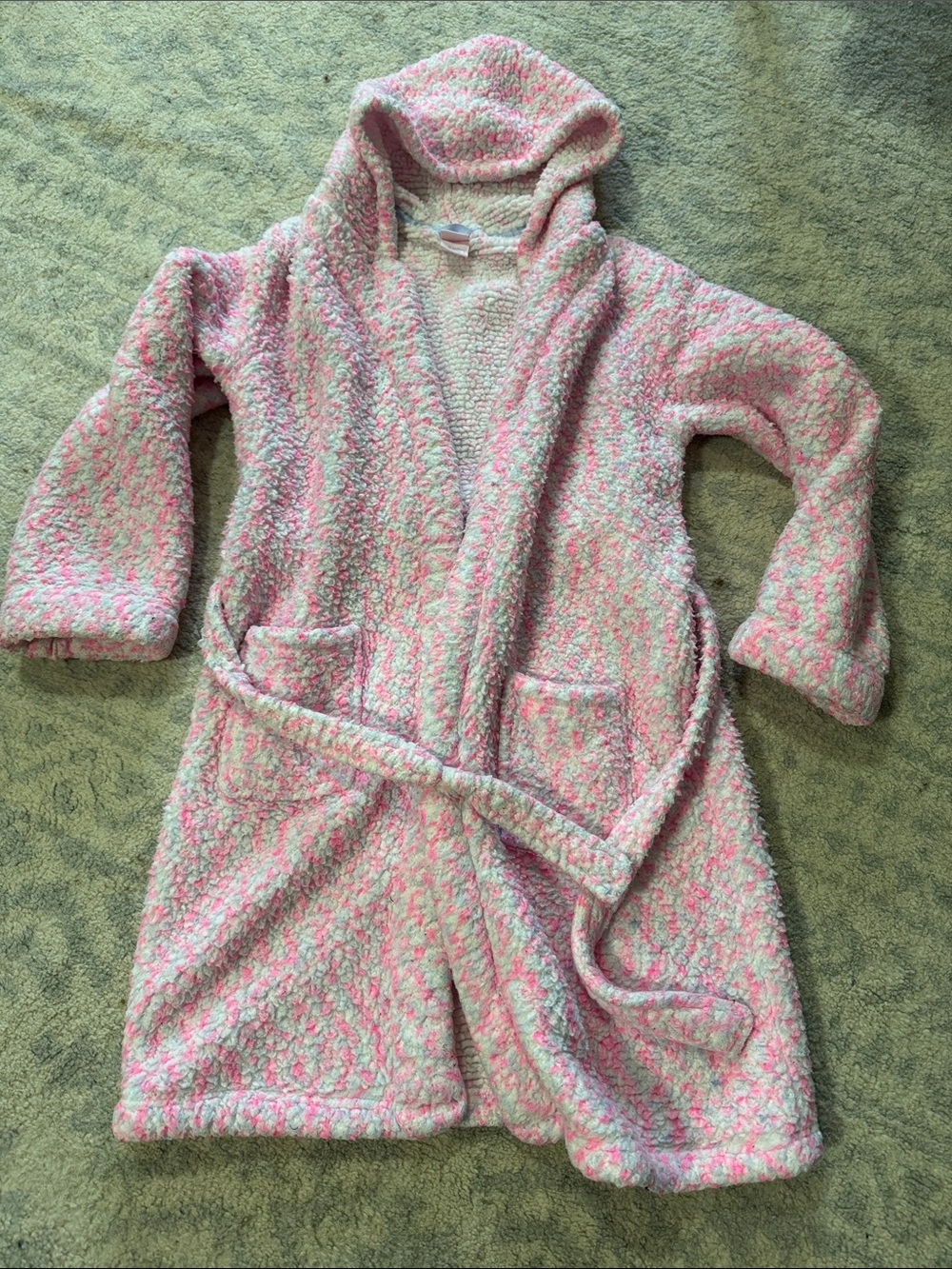 More Than Magic Pink Hooded Sherpa Kids Robe with Pockets